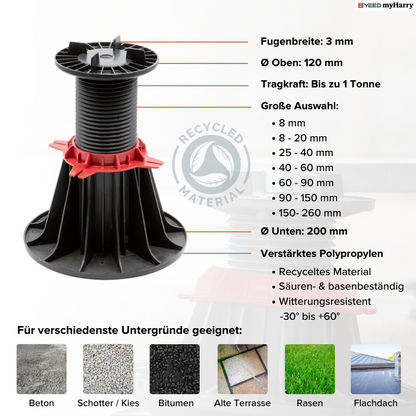Palettenware Stelzlager 60-90mm für Terrassenplatten