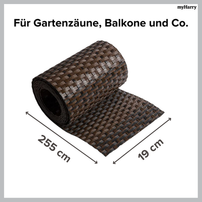 Rattan Sichtschutzstreifen Braun/Schwarz RD06 255cm