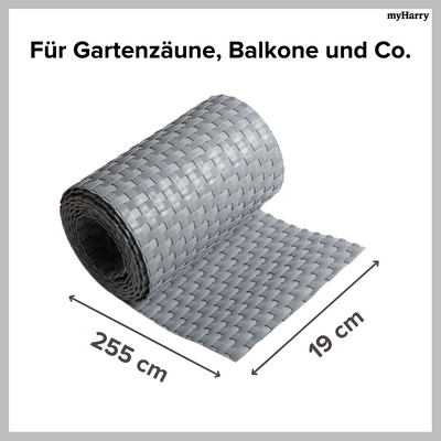 Rattan Sichtschutzstreifen Grau RD17 255cm