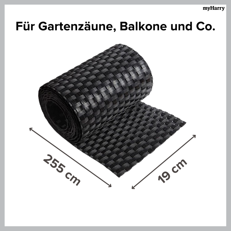 Rattan Sichtschutzstreifen Schwarz RD04 255cm