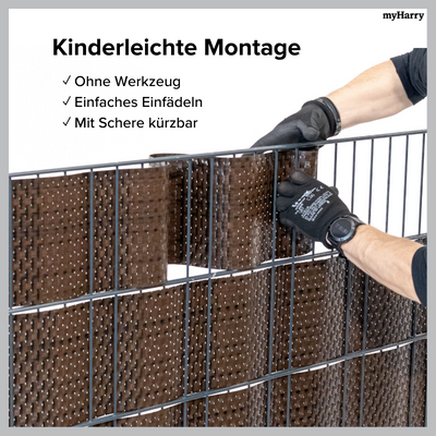 Rattan Sichtschutzstreifen Braun/Schwarz RD06 255cm