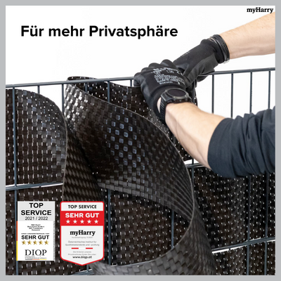 Rattan Sichtschutzstreifen Schwarz RD04 255cm