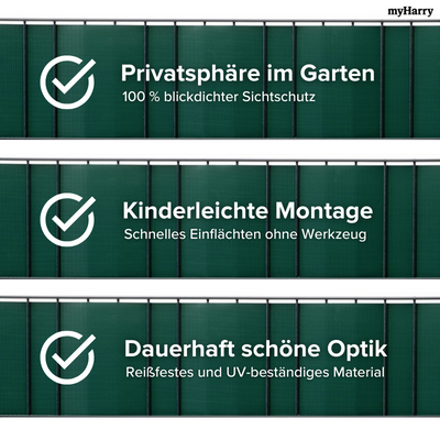 PVC Sichtschutzstreifen für Doppelstabmattenzäune Grün 35lfm