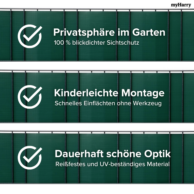 PVC Sichtschutzstreifen für Doppelstabmattenzäune Grün 35lfm