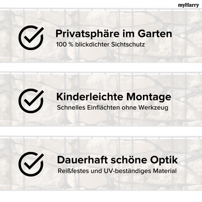 PVC Sichtschutzstreifen Steinoptik für Doppelstabmatten 35lfm