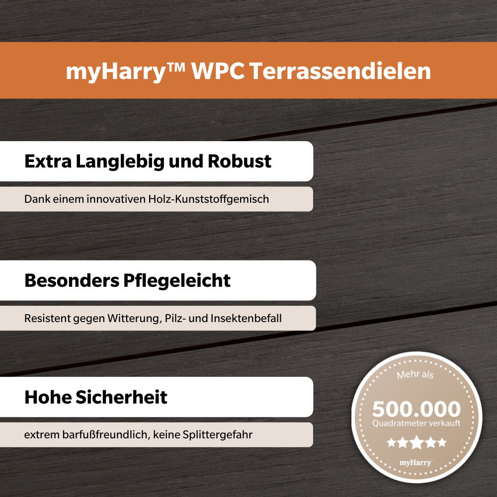 WPC Terrassendiele Massiv Antik Nero